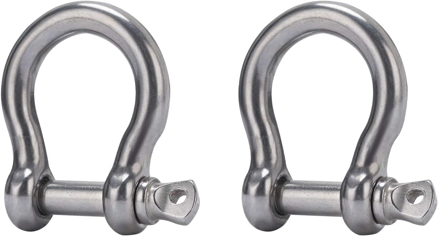 OWAYOTO Screw Pin Anchor Shackle 3/8 Inch 10mm 304 Stainless Steel Heavy Duty 2pcs