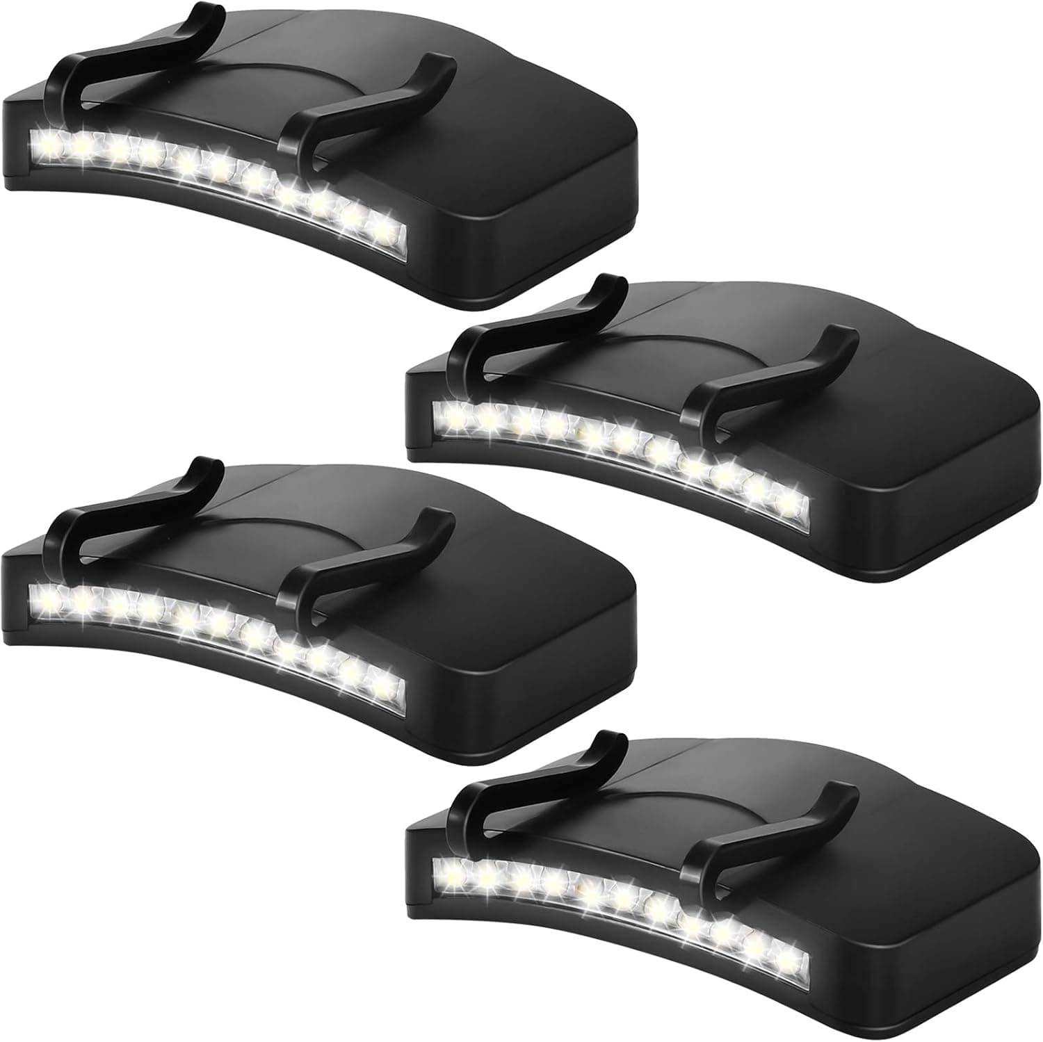 4 Pieces Hat Clip Light 11 LED Rotatable Clip Headlamps Cap Lights Clip on Hat Waterproof LED Ultra Bright Hands-free Flashlight for Hunting Camping Fishing Hiking