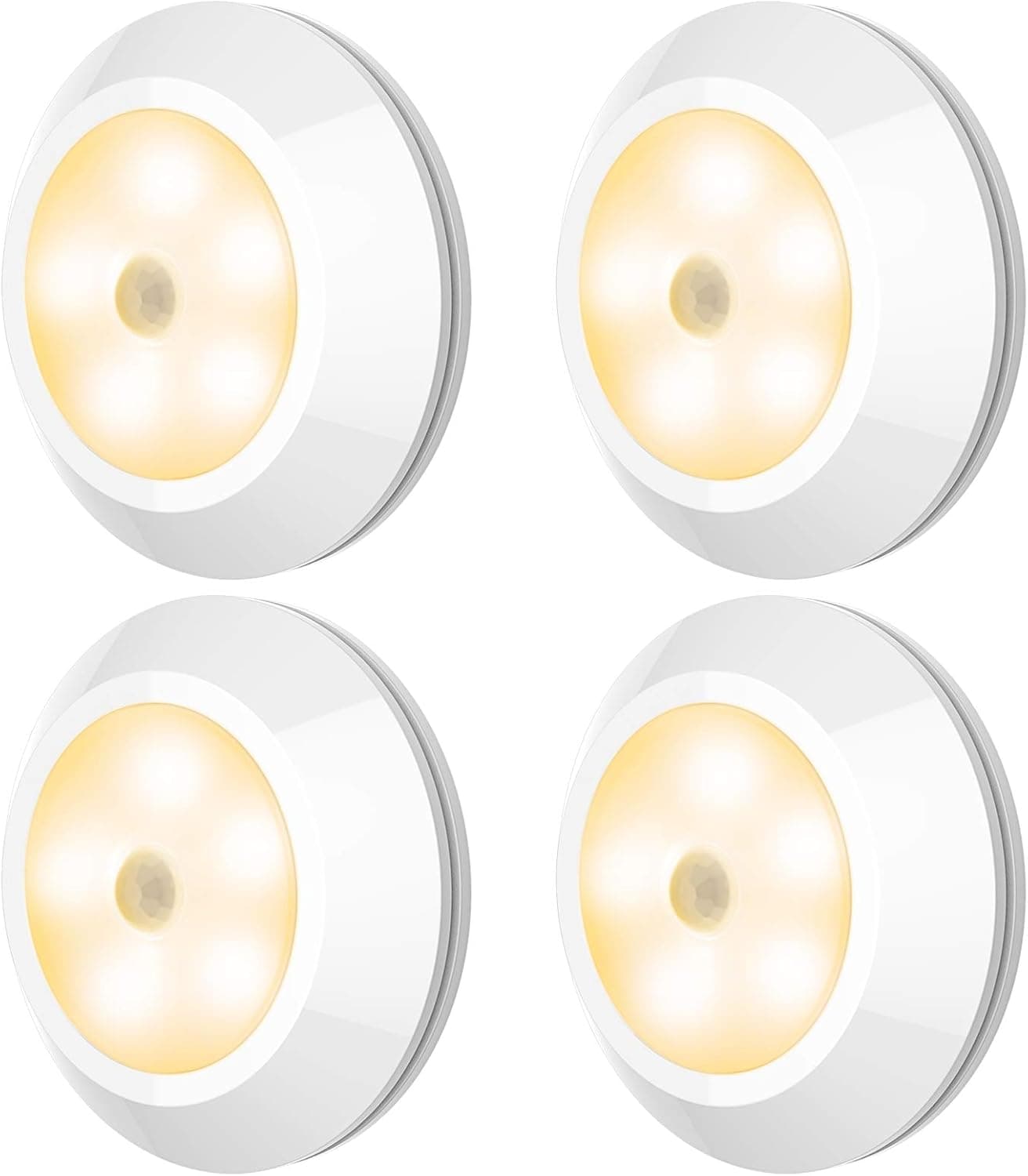 HONWELL Motion Sensor Light, Wireless Battery Powered Warm White Motion Sensor Lights, Stick Closet Lights, Safe LED Stair Lights, Wall Lights for Hallway, Motion Activated Step Lights (4Pack)