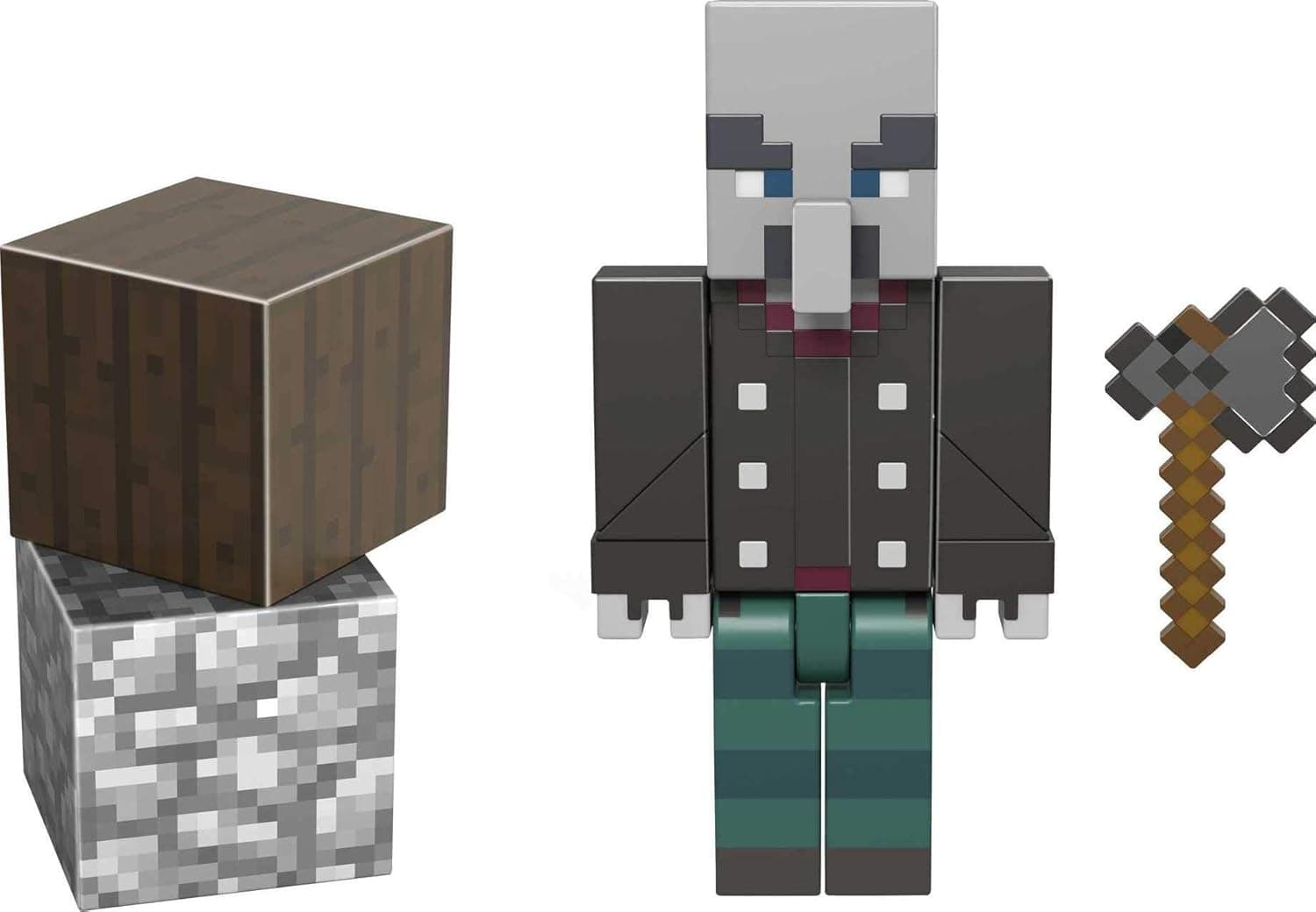 Minecraft Craft-A-Block Vindicator Figure, Authentic Pixelated Video-Game Characters, Action Toy to Create, Explore and Survive, Collectible Gift for Fans Age 6 Years and Older