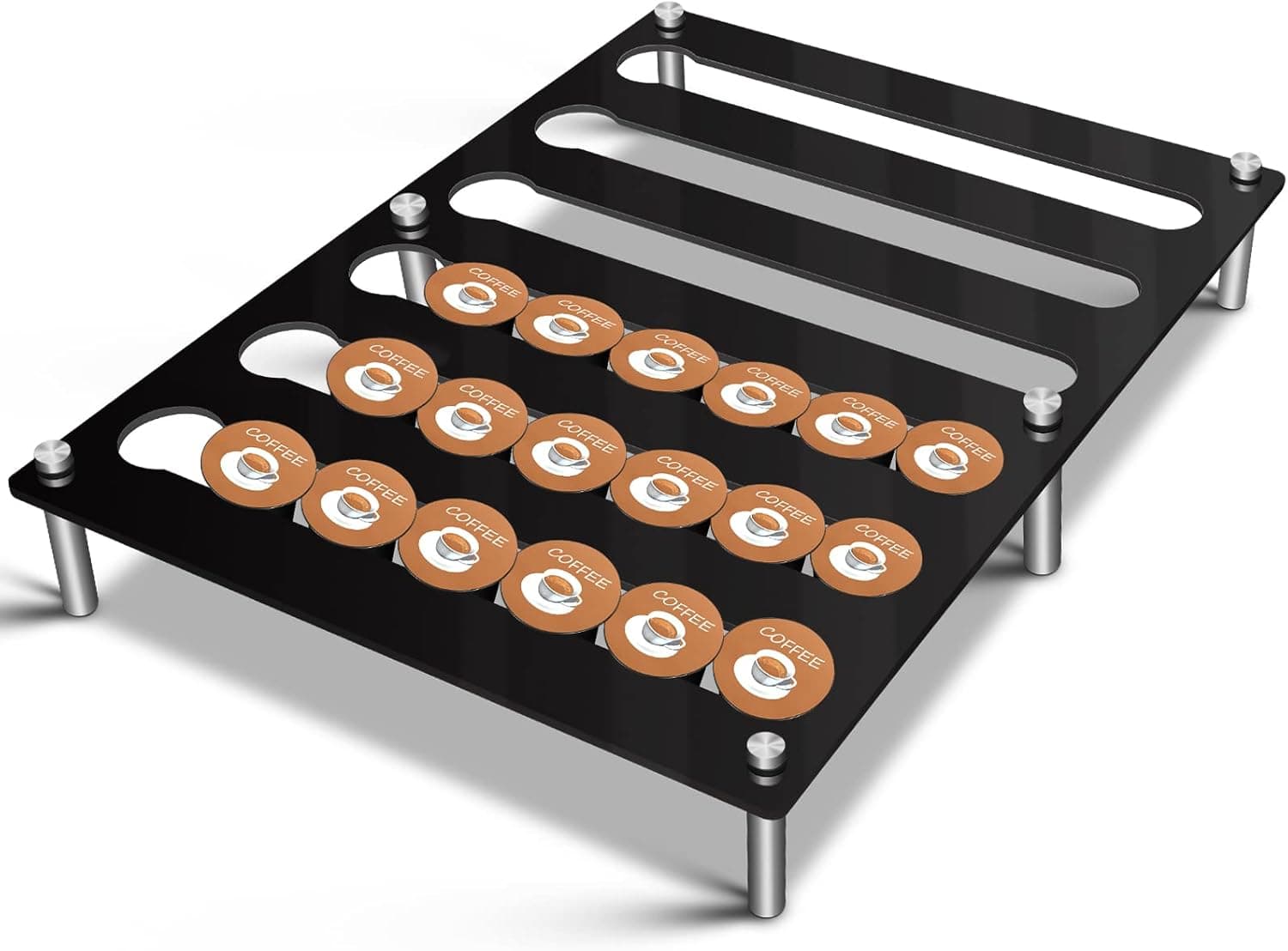 TREONYIA K Cup Holders for Counter Fits Small Size K Cups (Diameter of the Hole:1.34", Slot Size: 1.1"), Acrylic Coffee Storage Organizer with 36 Cups Capacity, Coffee K Cups Holder for Home, Office, Coffee Station