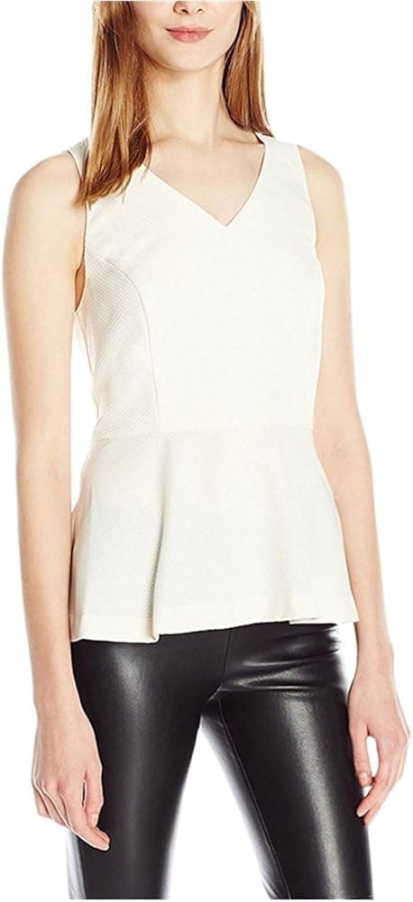 kensie Women's Mini Checkered Crepe Peplum Top