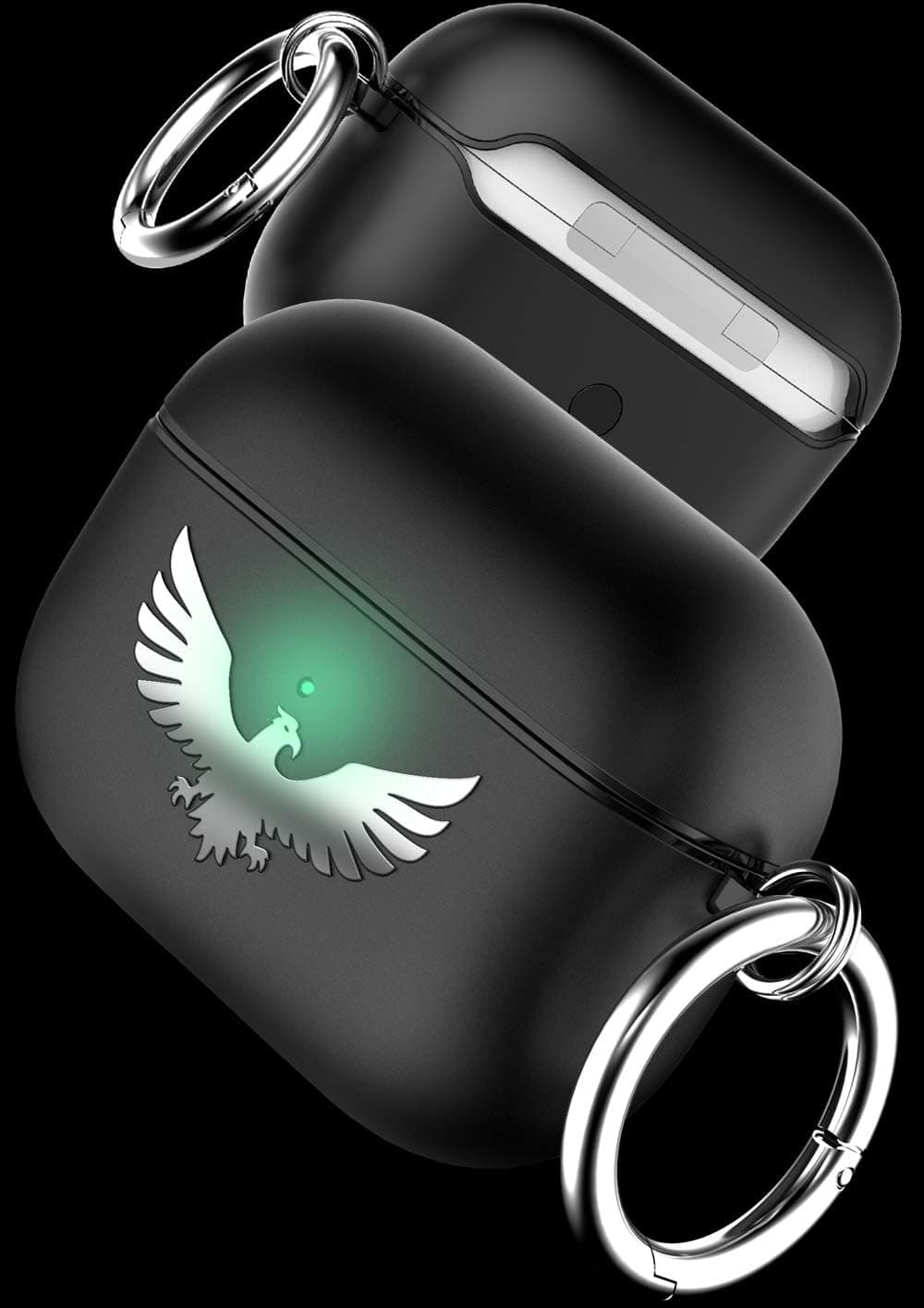 HALLEAST Compatible AirPods Pro2/ Pro Case, Alloy Metal Eagle Hard Cover Protective Skin with Keychain for AirPods Pro 2022 2019, Front LED Visible, NOT Support Wireless Charging, Contrast