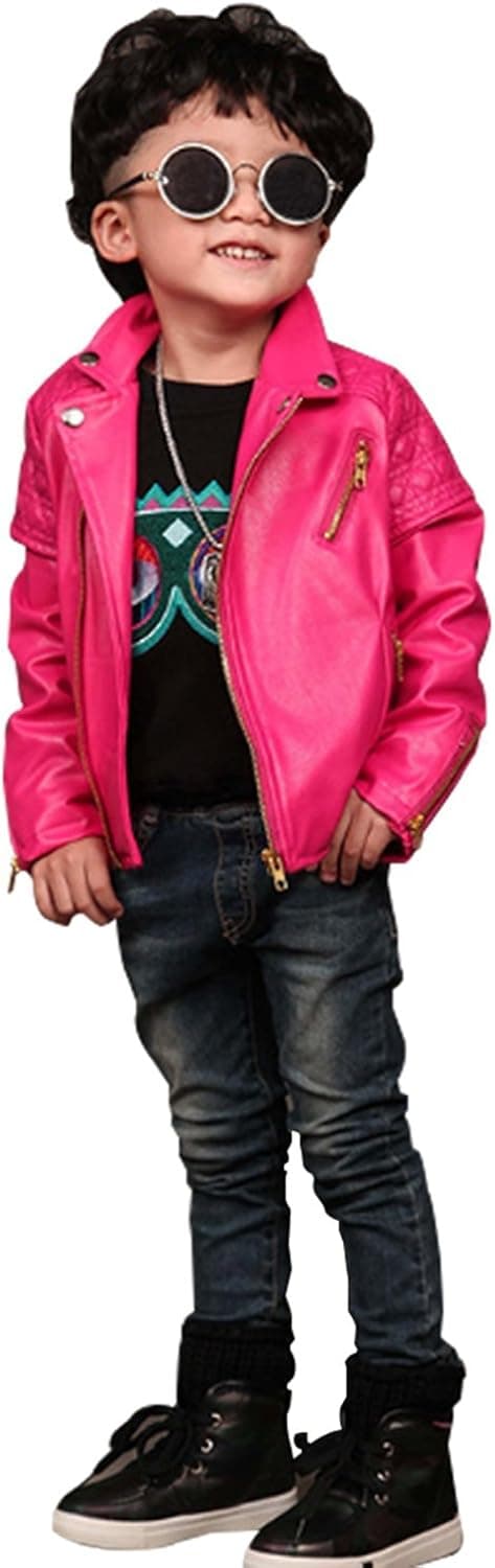 MNLYBABY Baby Girl's Spring Autumn Motorcycle Jackets PU Leather Coat