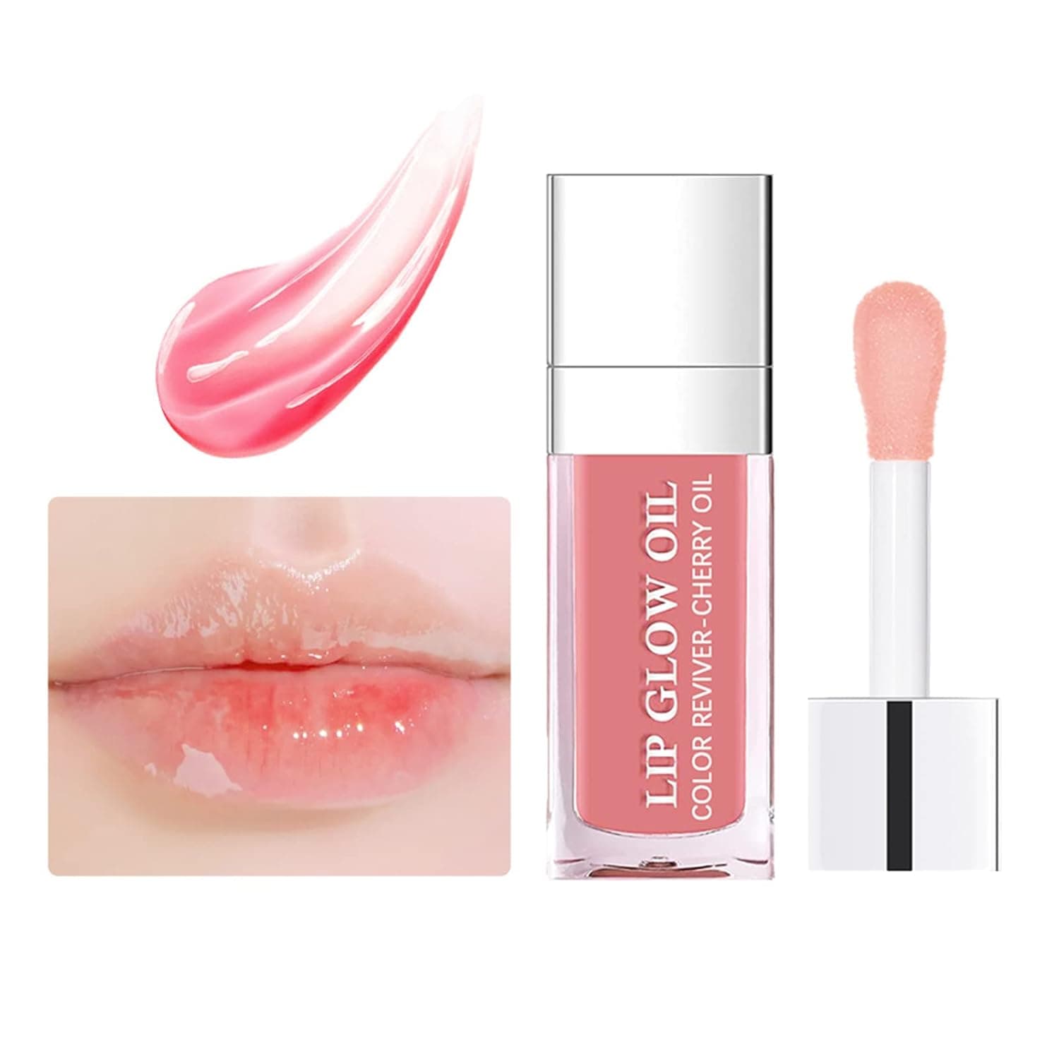 REDIZO Lip Glow Oil, Hydrating Lip Oil Tinted Lip Balm Transparent Lip Care, Plumping Lip Gloss, Long Lasting Moisturizing Transparent Lip Oil for Lip Care and Dry Lips (02# PINK)