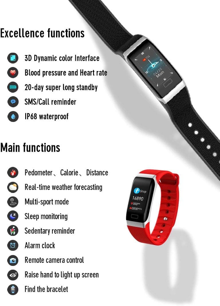 L8star Fitness Watch Activity Tracker Blood Pressure Watches Sport Bracelet Heart Rate Monitor Bracelet