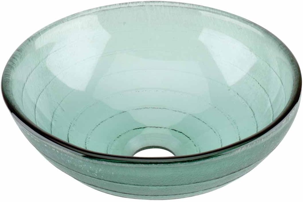 Renovators Supply Manufacturing Bathroom Sink 12" Mini Small Round Tempered Glass Countertop Vessel Sink with Sink Drain