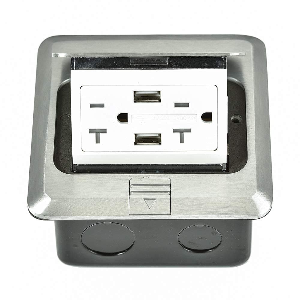 Pop-Up Floor Box Kit,Tamper-Weather Resistant Receptacle Outlet, Watertight Gasket, Corrosive Resistant Hardware (16A Gold R)