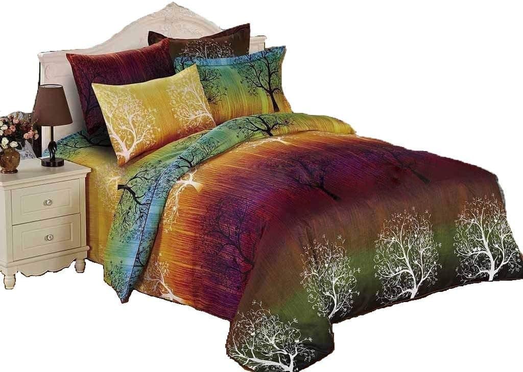 Rainbow Tree 2pc Bedding Set: Duvet Cover and Pillow Sham (Twin)