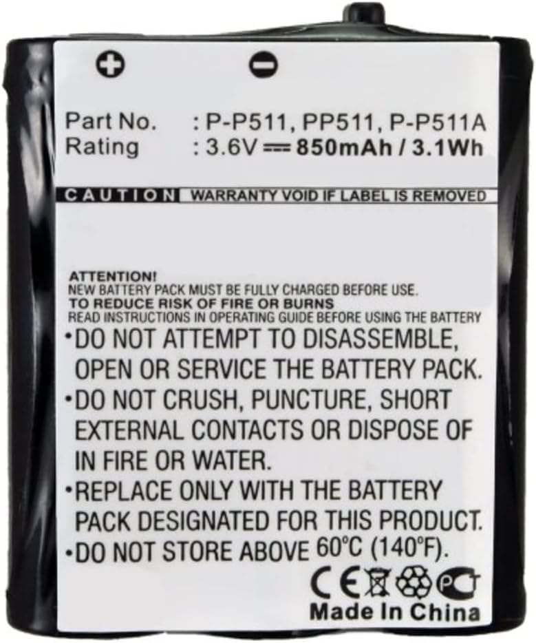 Synergy Digital Compatible Cordless Phone Battery, Works with Panasonic KX-TG5100 Cordless Phone, (Ni-CD, 3.6V, 850 mAh) Ultra Hi-Capacity, Compatible with Panasonic P-P511, Type 24 Battery