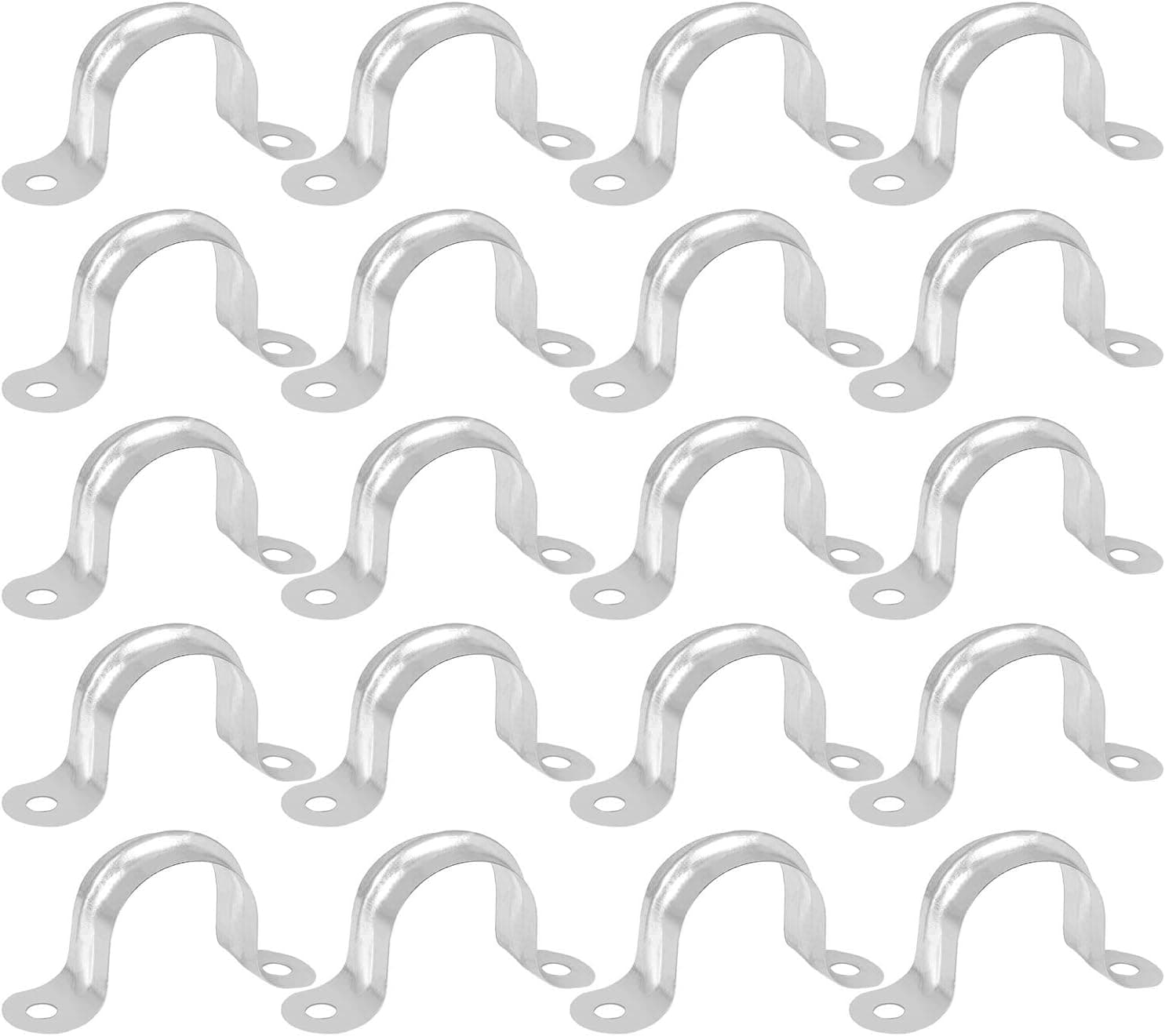 100PCS U Bracket Pipe Strap, 1 Inch Hole Strap with 2 holes, 304 Stainless Steel Tube Strap, M25 Tension Clips U-Tube Clamp Connecting Ring Pipe Clamp Hose Clamp Card for EMT Conduits