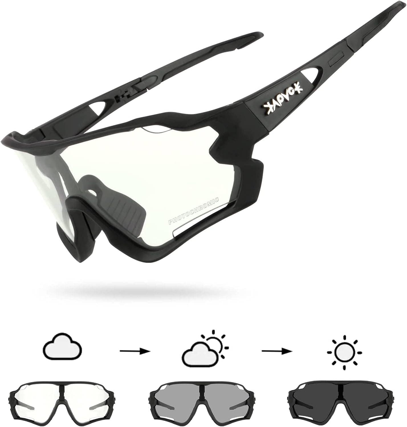 KAPVOE Cycling Glasses Photochromic Clear Sunglasses Mountain Bike Bicycle Sports MTB for Women Men