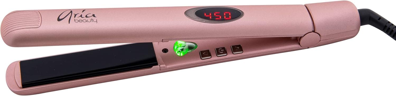 Aria Beauty Stand Out 1" ROSE GOLD Infrared Straightener Flat Iron heats to 450 degrees, 1 inch plates, Top Industry Performance, Dual Voltage, 9ft cord