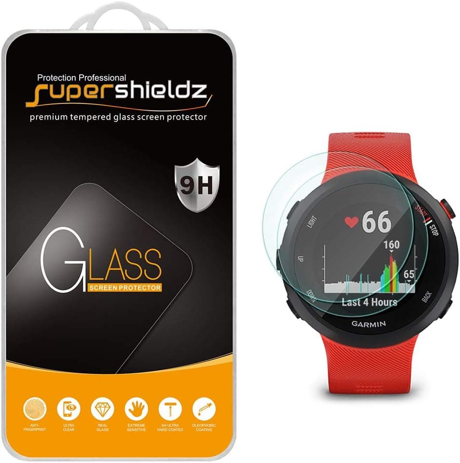 (2 Pack) Supershieldz Designed for Garmin Forerunner 55 / 45s / 45 Tempered Glass Screen Protector, Anti Scratch, Bubble Free