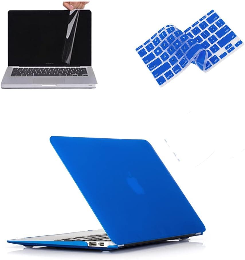 RUBAN Case Compatible with MacBook Air 11 Inch Release (A1370/A1465) - Slim Snap On Hard Shell Protective Cover and Keyboard Cover, Screen Protector for MacBook Air 11 (Navy Blue)