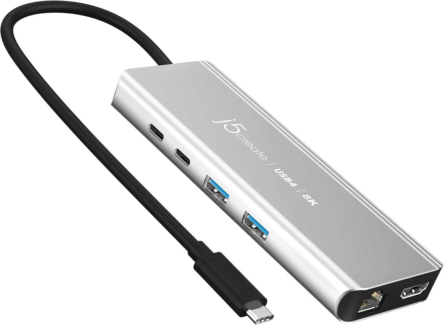 j5create USB4 8K Multi-Port Hub - 6 in 1 USB4 Hub with 8K60/4K144 HDMI, Ethernet, PD Charging, USB-A, USB-C Ports | Compatible with MacBook, Windows Laptops, Thunderbolt 3/4, and USB4 Devices (JCD403)