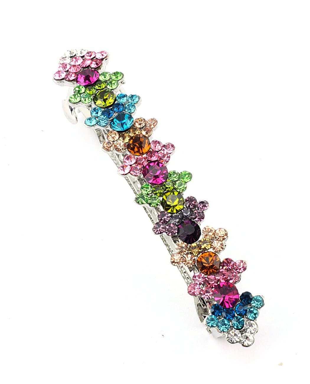 NYFASHION101 Women's Rhinestone Metal Hair Barrette Clip Hair Pin Antique Silver IMB2048, Multi