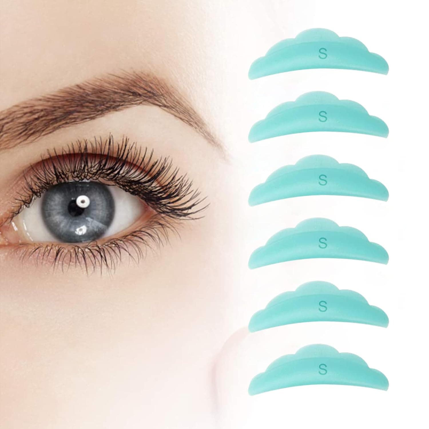 Libeauty Lash Lift Rods, Lash Lift Pads, 6 Pcs Green SSS Reusable Eyelash Perming Curler Shield Pads, with Premium PU Storage Case for Perfect Lash Lifting…