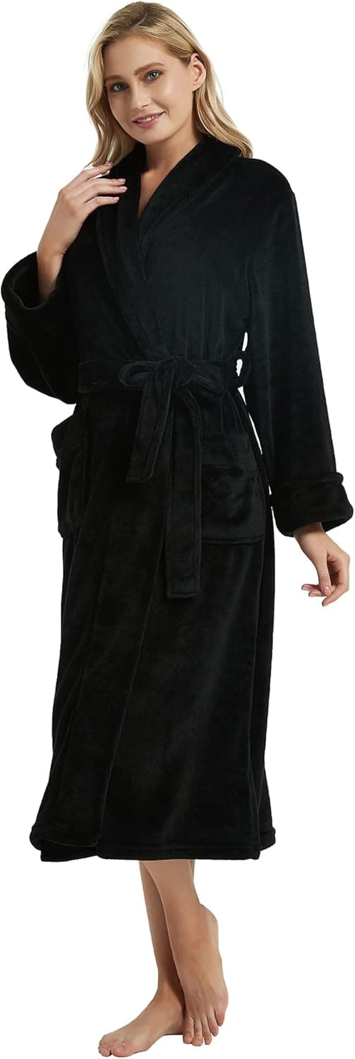 DaysU Men/Women Plush Flannel Fleece Bathrobes/Coats with Side Pockets, 1 Piece