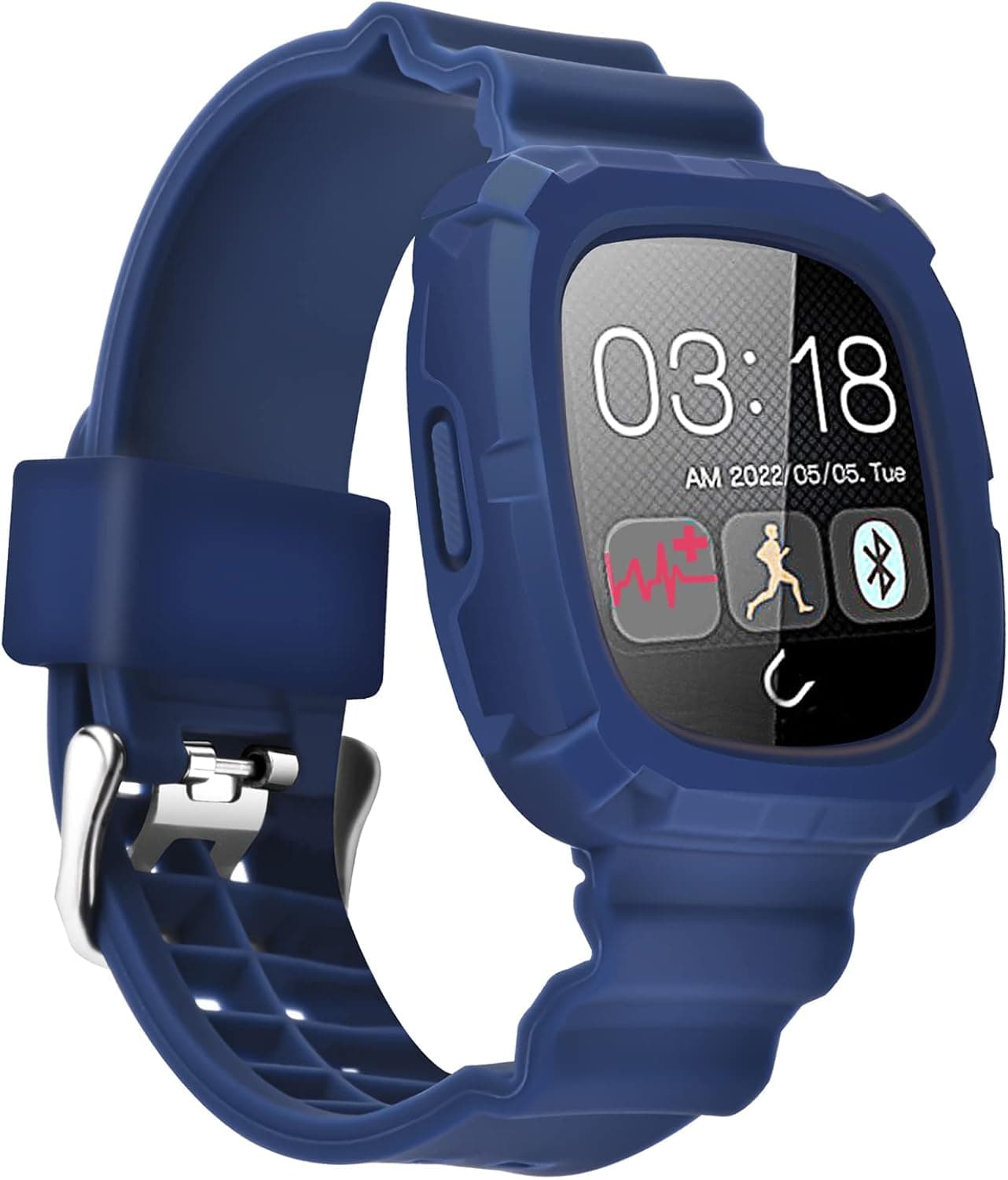 Mtozon Compatible with Fitbit Versa 4/Versa 3/Sense 2/Sense Bands with Case, Women Silicone Sport Protective Bumper Rugged Replacement Strap Wristbands