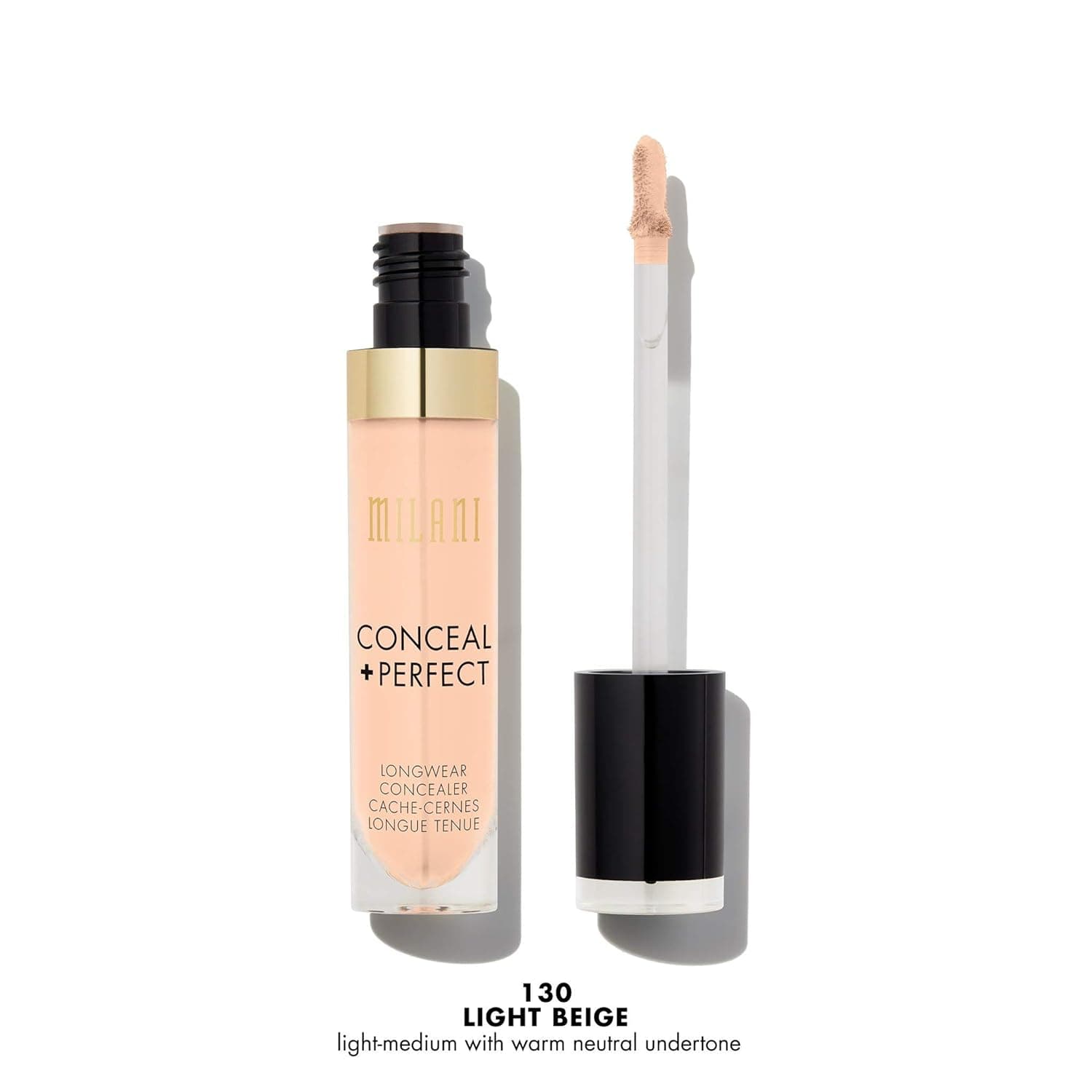 Milani Conceal + Perfect Longwear Concealer - Light Beige (0.17 Fl. Oz.) Vegan, Cruelty-Free Liquid Concealer - Cover Dark Circles, Blemishes & Skin Imperfections for Long-Lasting Wear