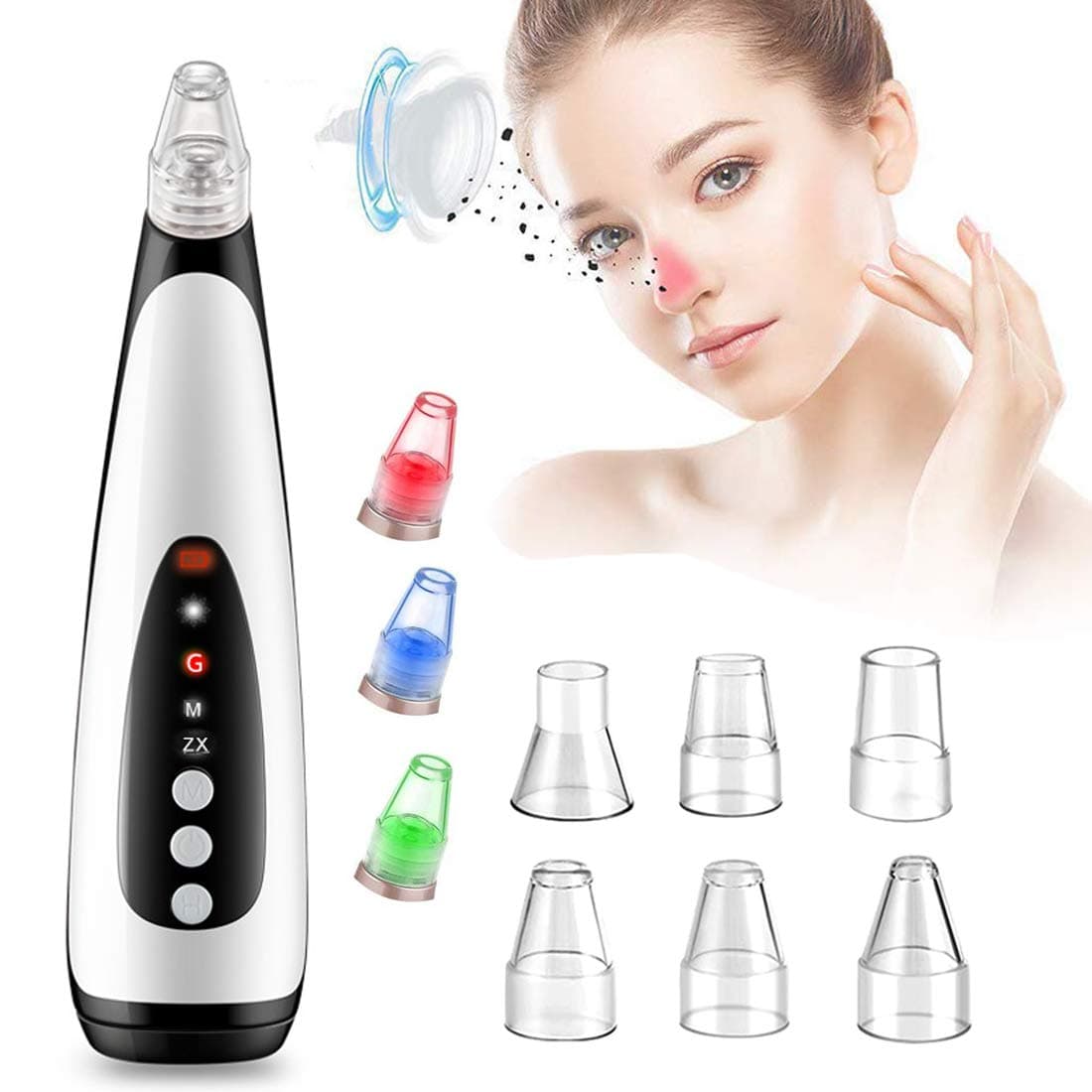 Blackhead Remover Pore Vacuum,Upgraded Electric Skin Care Pore Cleanser,Blackhead and Comedone Acne Extractor Tool kit, 3 Adjustable Suction Power with 6 Probes for Women and Men (BLACK)