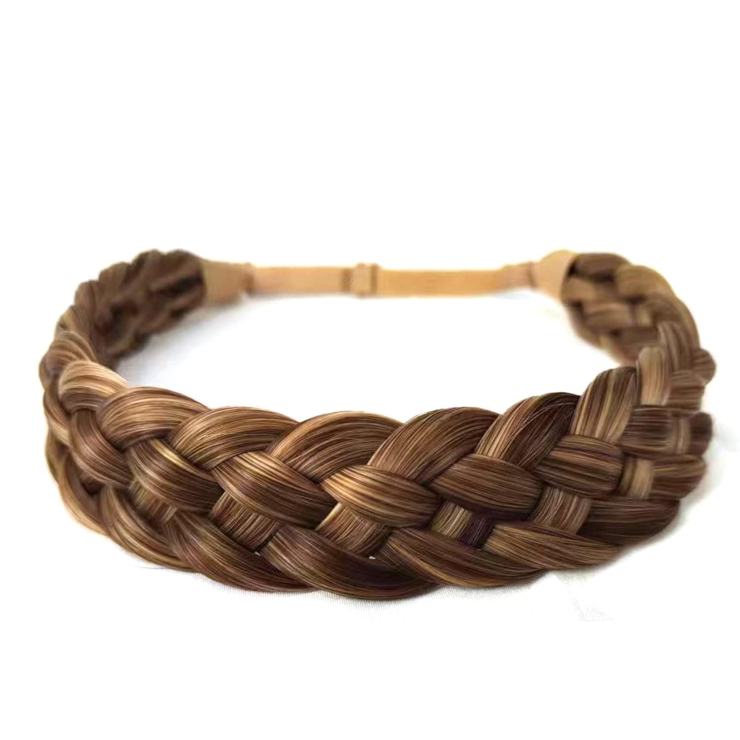 STHEJFB Braided Headband 5 Strands Synthetic Classic Chunky Elastic Braid Headband Women Ms Bohemian Trendy Hair Braid (light blonde)