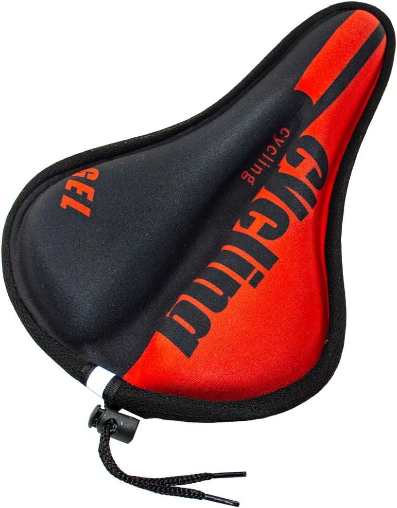 GYGY Bike Gel Seat Cover, Bike Non-Slip Seat Cushion Cover Pad, with Super Thick Extra Soft, Memory Foam Bicycle Seat Cover, for Bike, Cycling (Red)