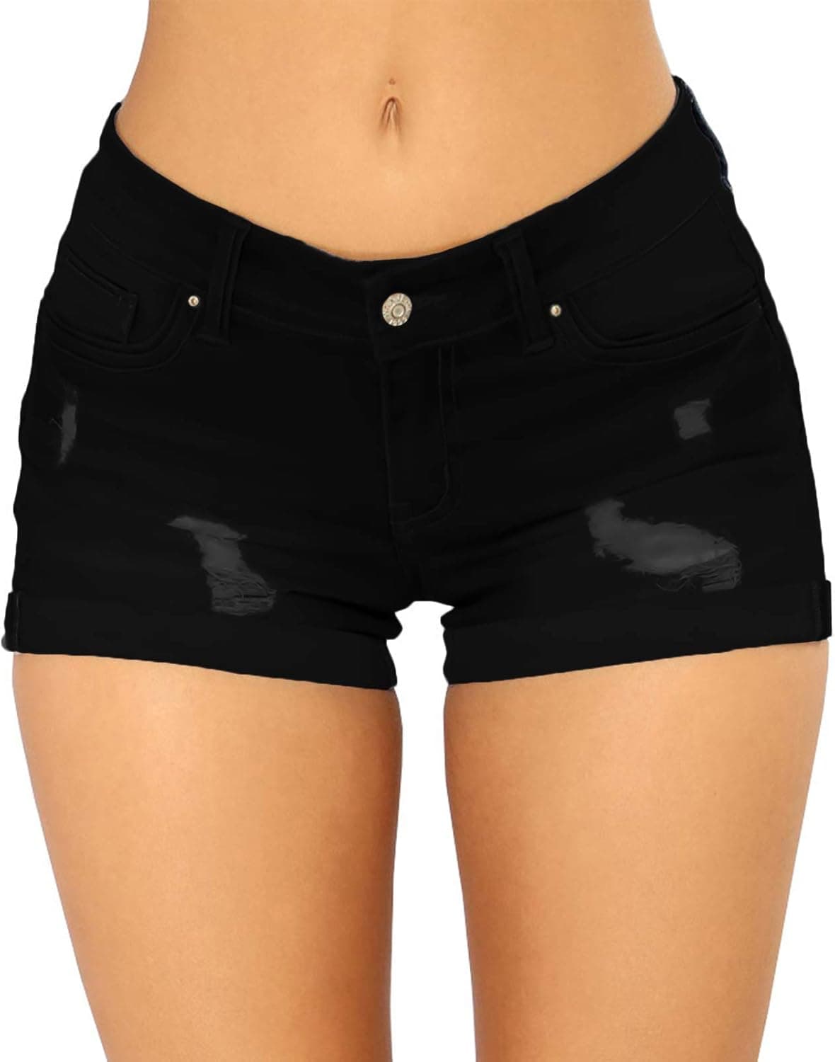 Govc Women Casual Summer Mid Waist Stretchy Denim Jean Shorts Junior Short Jean