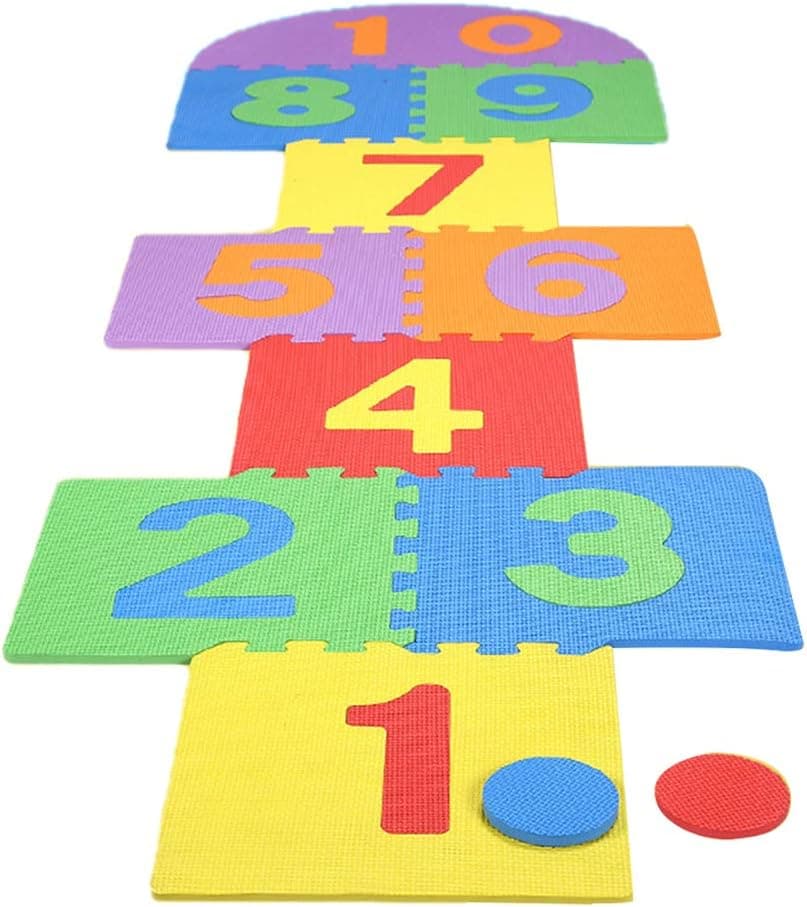 MIXCUT Children Giant Hopscotch Mat Game Kids Soft EVA Foam Interlocking Tiles Indoor Outdoor Garden Family Game Toys for Kid