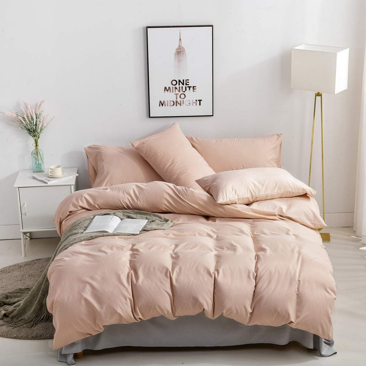 Alanzimo 3 Piece Duvet Cover Sets with Button Closure, Ultra Soft Durable Brushed Microfiber Comforter Cover Set, 1 Comforter Cover with 2 Pillow Covers, King(106"x90") Blush Pink