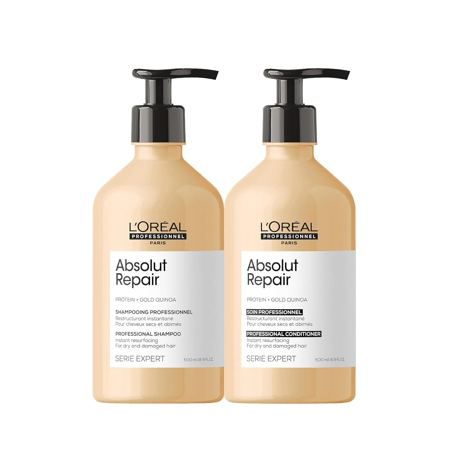 L'Oreal Professionnel Absolut Repair Shampoo & Conditioner Set| Protein Hair Treatment | Repairs Damage & Provides Shine | With Quinoa & Proteins | For Dry, Damaged Hair