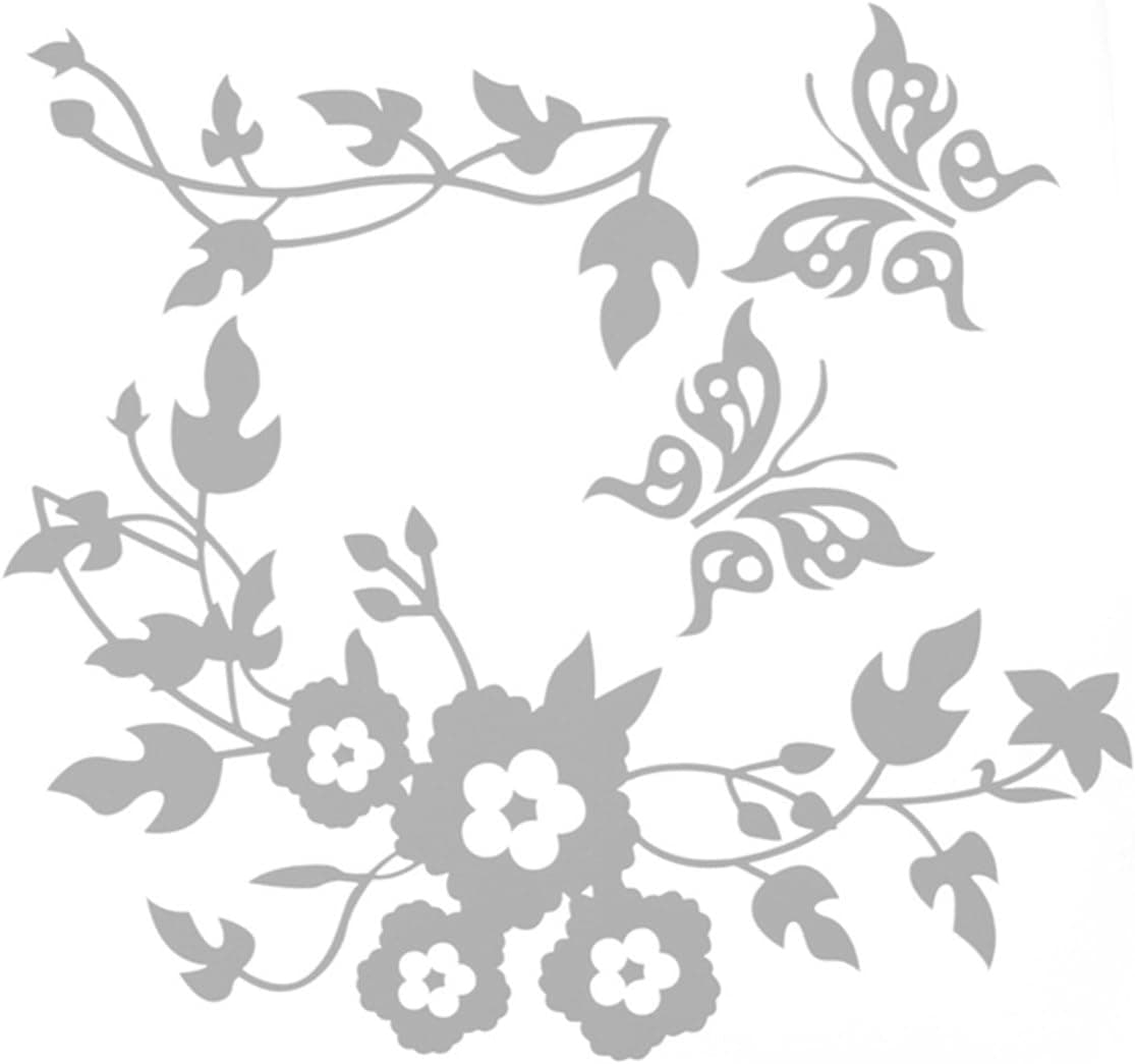 Myhouse 1pcs Butterfly Flower Bathroom Washroom WC Resroom Decal Toilet Sticker Home Decor Gray