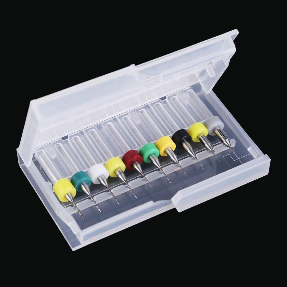 Vktech 10Pcs PCB Carbide Micro Drill Bits Tool (0.1-1.0 mm)