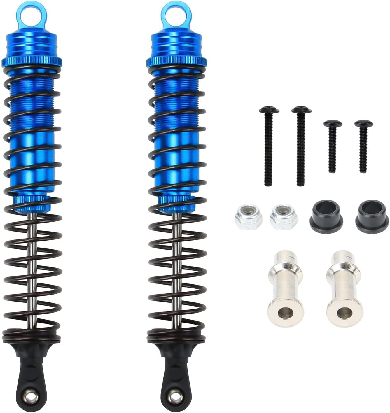 RCAWD RC Shock Absorber Damper 130mm for 1/8 HPI HSP Losi Axial Tamiya Redcat redcat Himoto Buggy Truck, Aluminum RC Damper Set with Springs Upgrade Parts 2pcs Metal 81002 Blue
