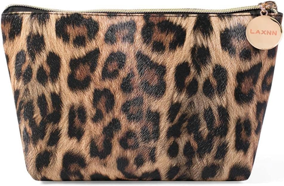 Makeup Bag,Cosmetic Lipstick Cute Pouch Toiletry Travel bag and Brush Organizer Purse Handbag For Women, Leopard