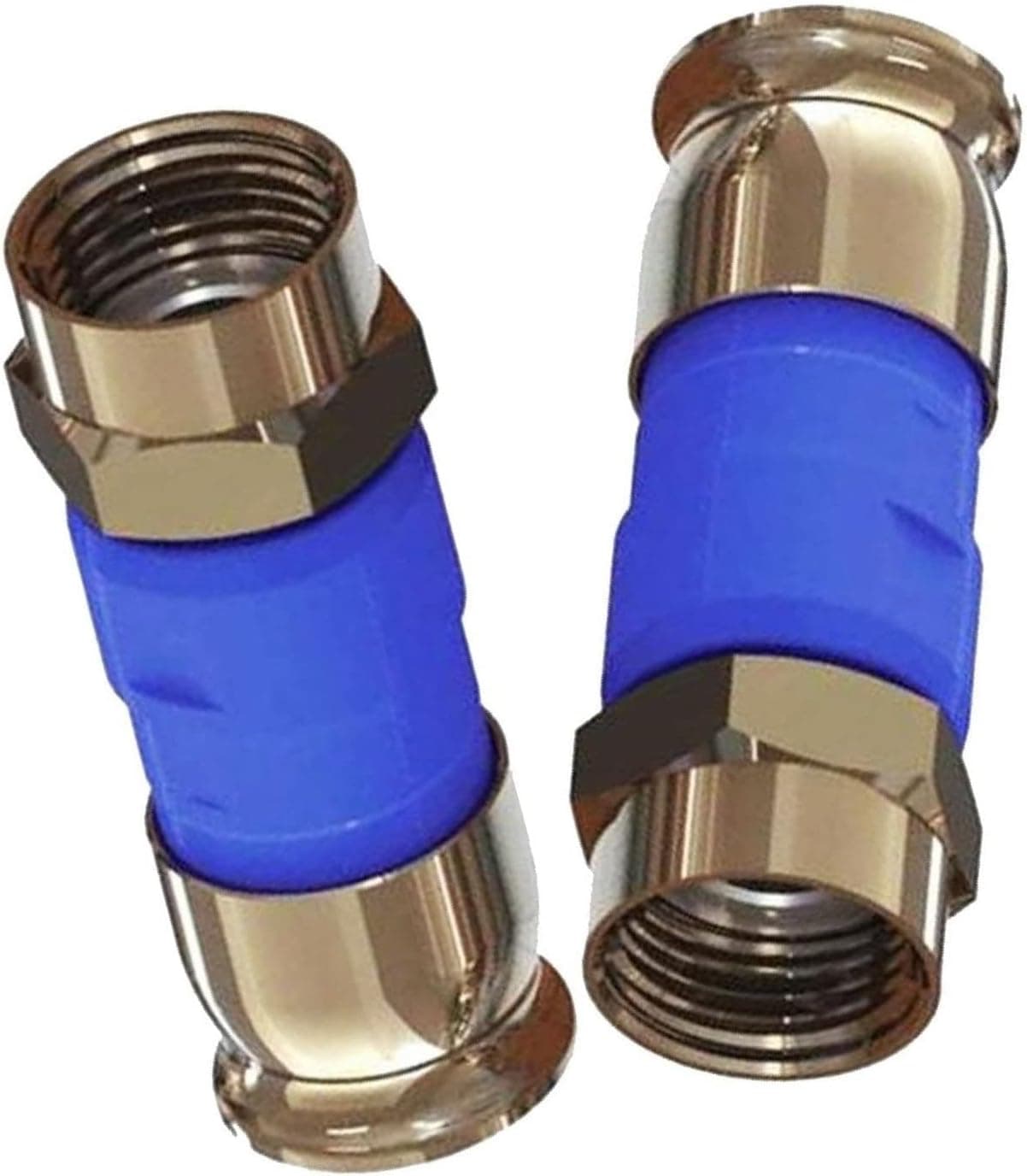 10 Pieces RG6 BELDEN SNSD6 Blue Snap-N-Seal Ultimate Coax Compression Connectors AT&T DIRECTV APPROVED Anti-Rust Nickel Coaxial Connectors 21mm Stroke Length