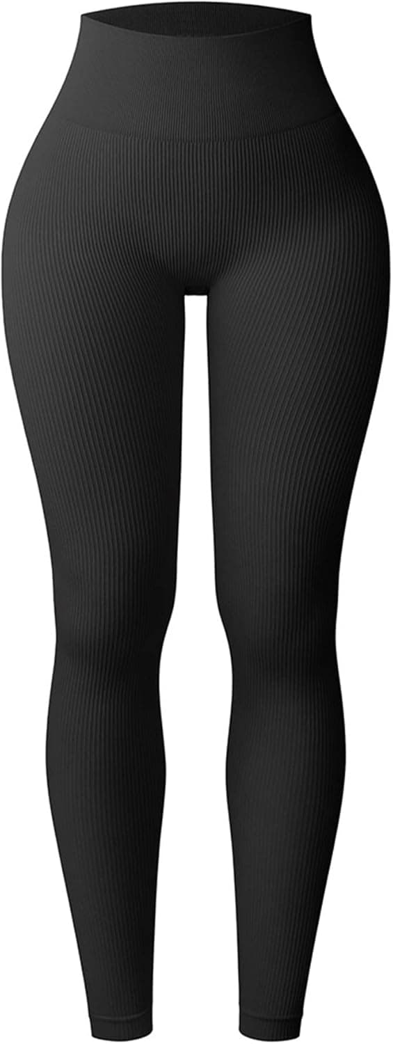 SeeLuNa Womens Ribble Seamless Yoga Leggings Knit High Waist Fitness Athletic Workout Running Booty Pants