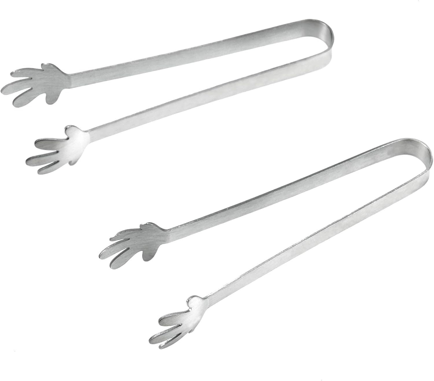 AQUEENLY Stainless Steel Ice Tongs, Claw Ice Tongs for Freezer, Appetizer, Sugar - Kitchen Tool for Tea, Coffee - Pack of 2 (4.92-Inch)