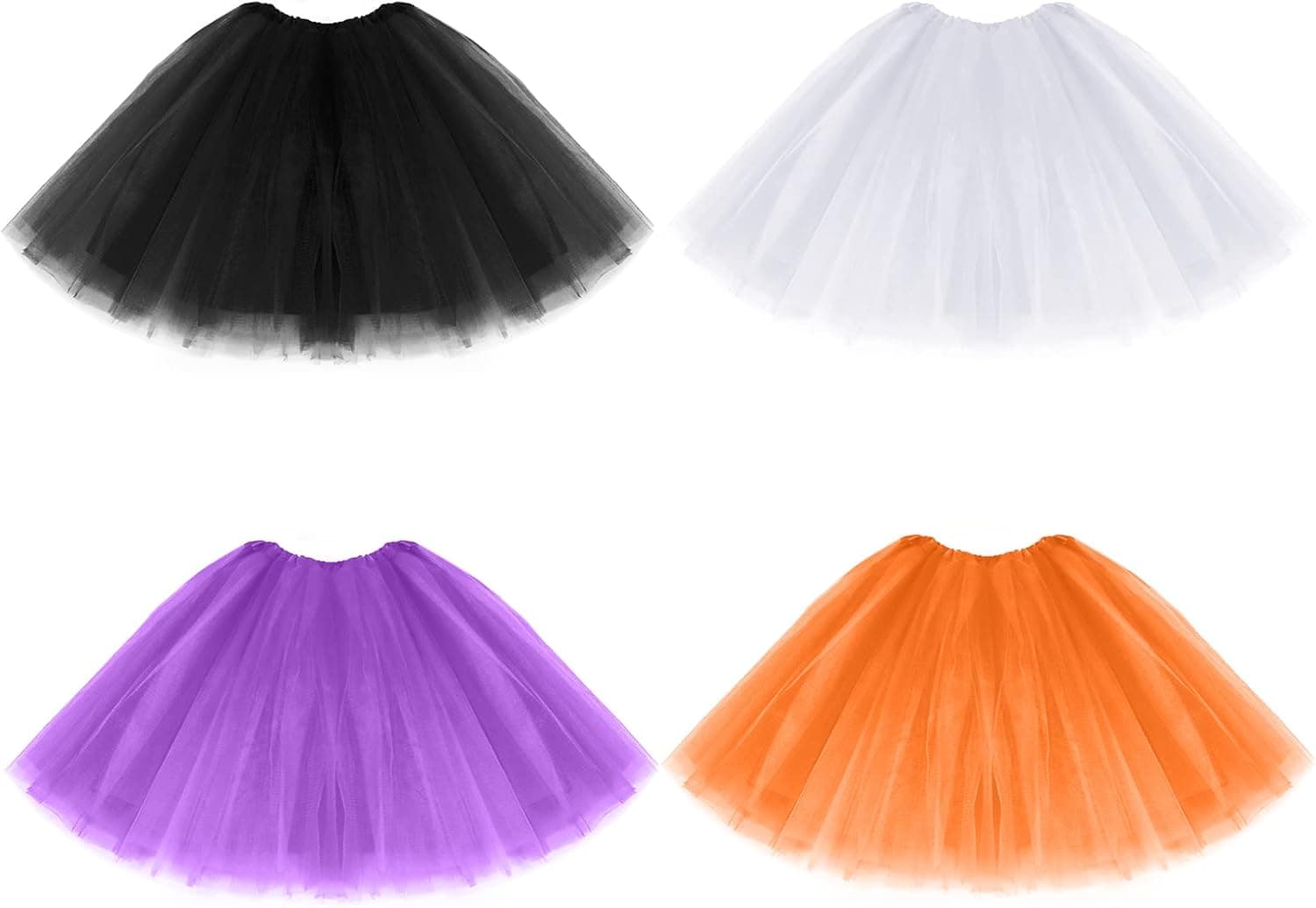 4Pack Women's Tutu Skirts Classic 4 Layered Ballet Dance Runner Tuller Tutu Skirt for 80s Halloween Birthday Party Costume