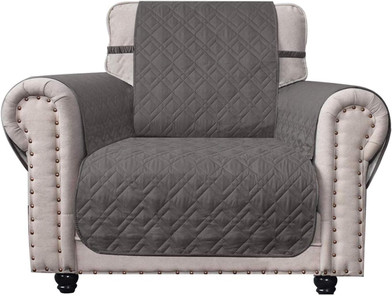 Ameritex Waterproof Nonslip Chair Cover for Leather, Dog Chair Cover Furniture Protector, Ideal Chair Slipcovers for Pets and Kids, Stay in Place (23", Dark Grey)
