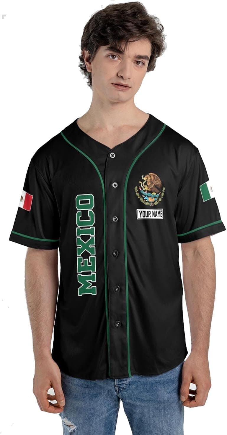 Personalized Mexico Mexican Baseball Shirt,Customized Team Name Mexican Aztec Baseball Jersey Gift for Men for Men,Women S-5XL
