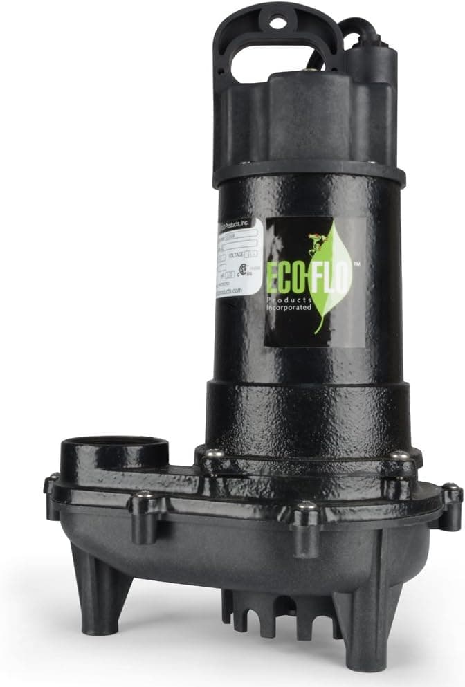 ECO-FLO Products ECD50W Cast Iron Sump Pump with Wide Angle Switch, 1/2 HP, 4,400 GPH