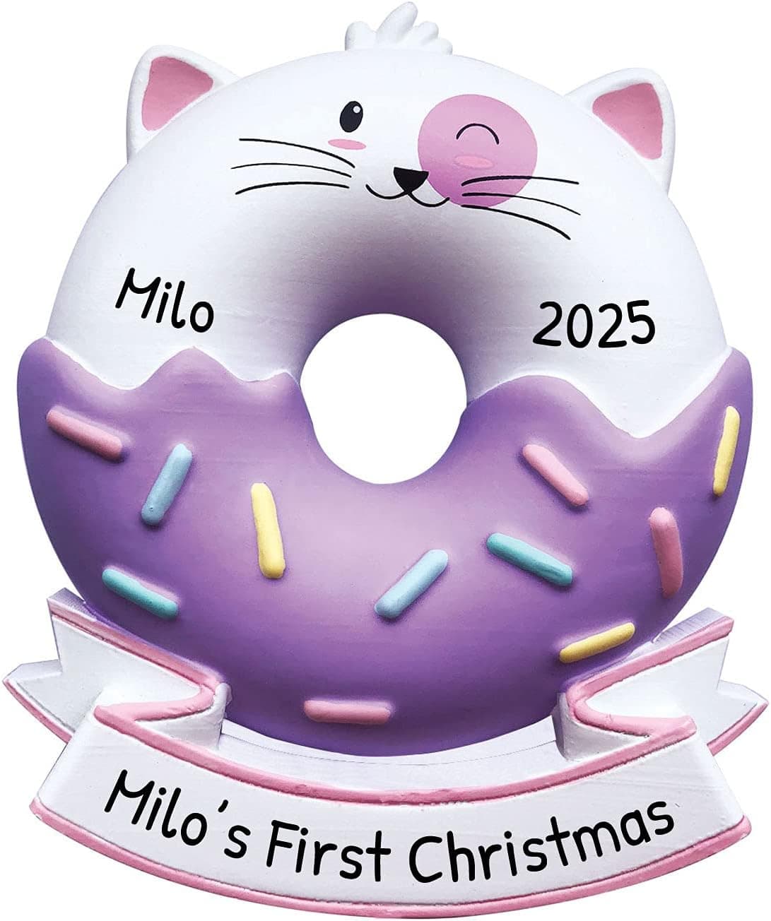 Personalized Cat Donut Ornament - Cat Ornaments 2022, Donut Christmas Ornaments, Donut Decor, Cat Christmas Ornament, Kitty Ornaments for Christmas Tree, Kitten Ornament - Free Customization