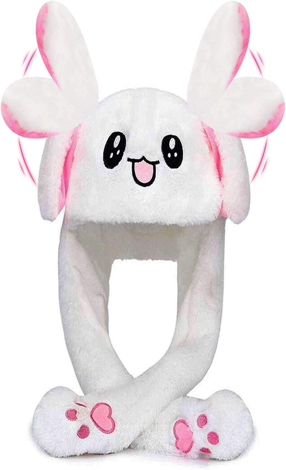 XGOGOP Rabbit Hat Ear Moving Jumping Hat Funny Bunny Plush Hat Cap for Women Girls, Kawaii Rabbit Ear Crazy Hat Cosplay Christmas Party Holiday Decoration Hat