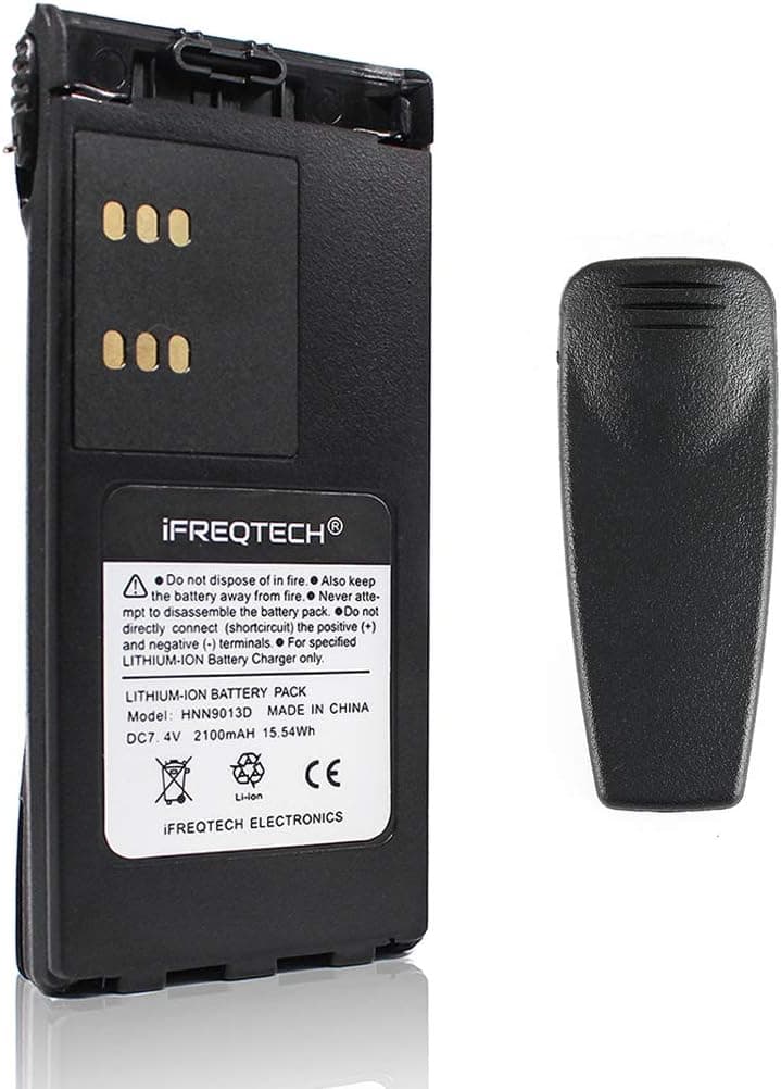 IFREQTECH Battery for Motorola HT750 HT1225 HT1250 HT1550 HNN9013 HNN9013D 2100mAh Li-ion Battery with Belt Clip