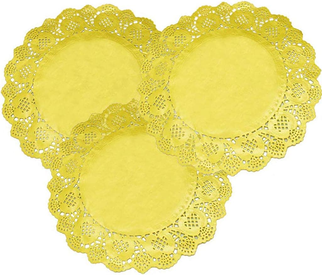 12 Inch Gold Paper Doilies Lace Round Foil Paper Placemats Doily Paper Pad for Cakes Desserts Crafts Party Wedding Tableware Decoration (100 Pack)…
