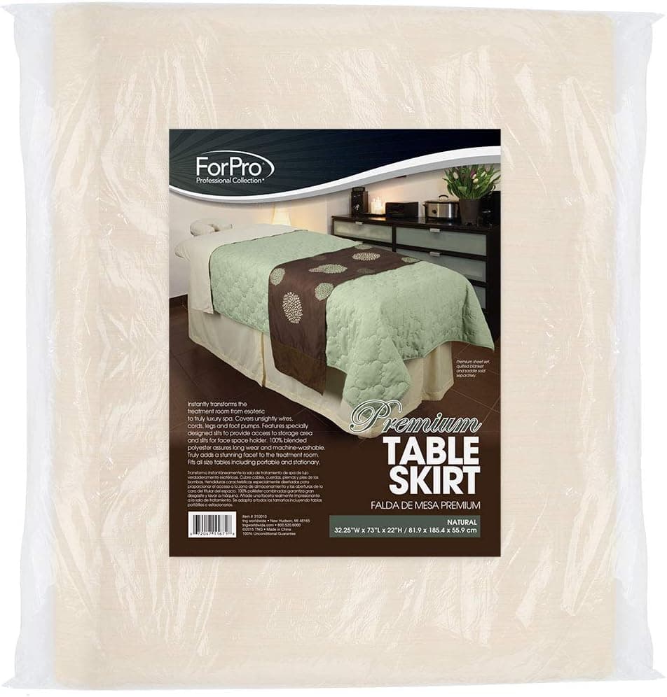 ForPro Premium Table Skirt for Massage Tables, 32.25” W x 73” L x 22” H, Natural