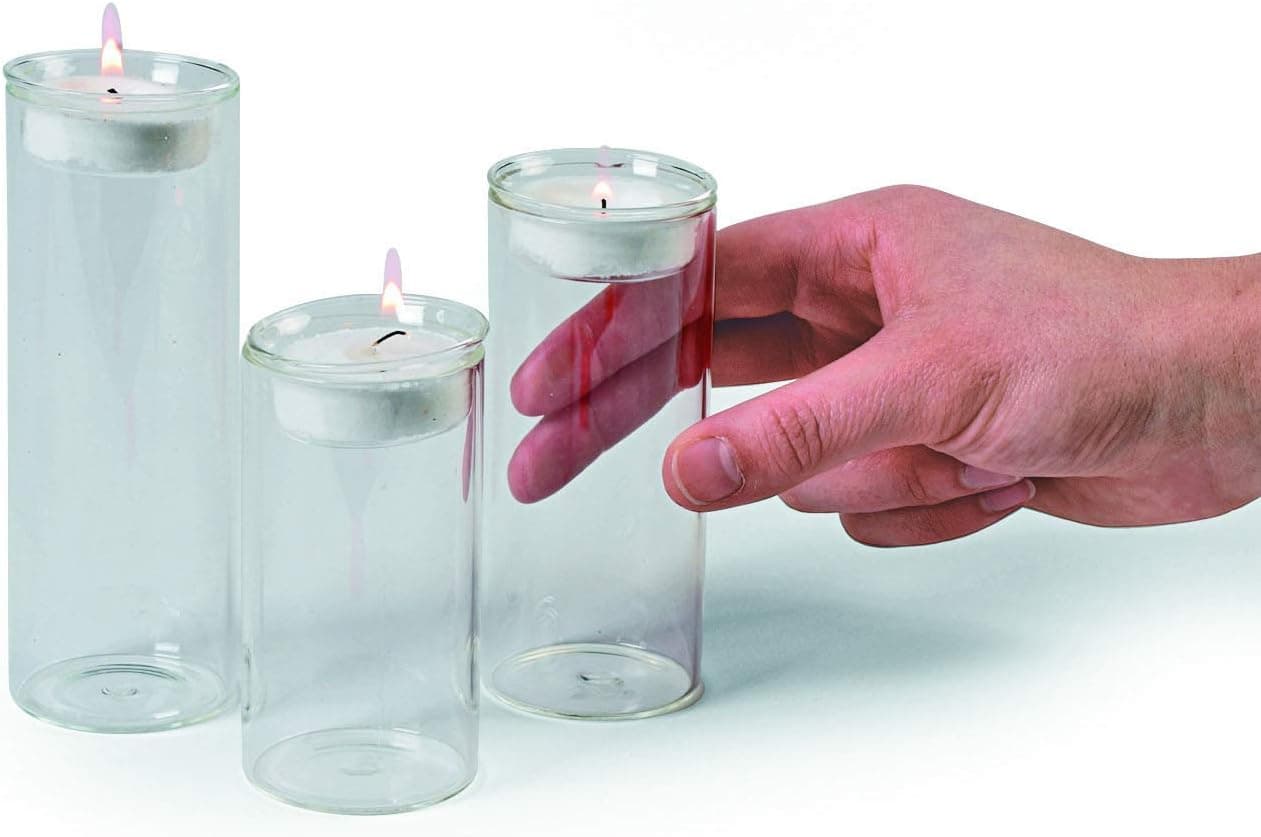Glass Cylinder Tea Light Candle Holders - Set of 3 and Includes Tealight Inserts - Wedding, Event and Home Decor