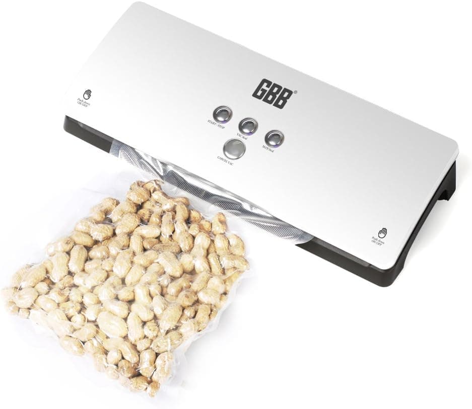 GBB Food Vacuum Sealer Machines Fresh Storage System Super Quiet Fully Automatic Hands-Free – White
